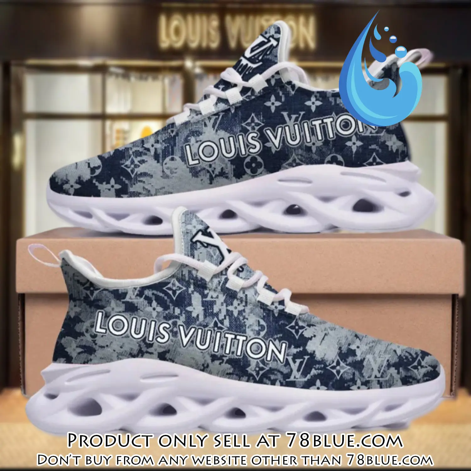 Louis vuitton blue pattern max soul shoes luxury brand gifts for men women 78b0533362